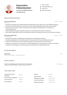 Lebenslauf-Muster für Lehrer*in für Mathematik an der Mittelstufe