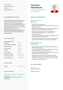 Lebenslauf-Vorlage für Lehrer*in für Mathematik an der Mittelstufe #2