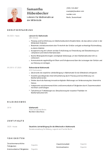 Lebenslauf-Vorlage für Lehrer*in für Mathematik an der Mittelstufe #1