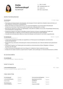 Lebenslauf-Muster für Kunstlehrkraft
