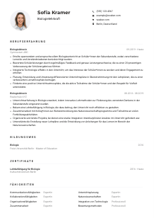 Lebenslauf-Muster für Biologielehrkraft