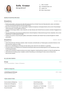 Lebenslauf-Vorlage für Biologielehrkraft #3