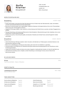 Lebenslauf-Vorlage für Biologielehrkraft #2