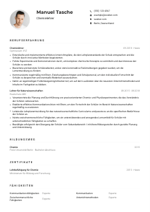 Lebenslauf-Muster für Chemielehrkraft