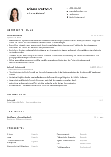 Lebenslauf-Muster für Informatiklehrkraft