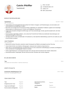 Lebenslauf-Muster für Tanzlehrkraft