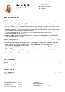 Lebenslauf-Muster für Englischlehrkraft