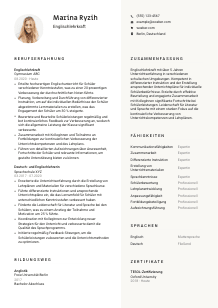 Lebenslauf-Vorlage für Englischlehrkraft #2