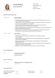 Lebenslauf-Vorlage für Sprachenlehrkraft #1