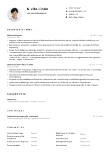 Lebenslauf-Muster für Mathematiklehrkraft