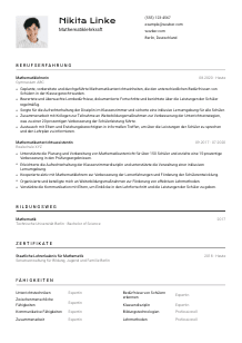 Lebenslauf-Vorlage für Mathematiklehrkraft #2