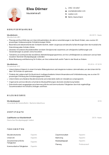 Lebenslauf-Muster für Musiklehrkraft