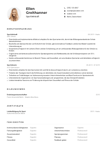 Lebenslauf-Muster für Sportlehrkraft