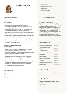 Lebenslauf-Vorlage für Naturwissenschaftslehrkraft #2