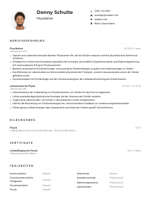 Lebenslauf-Muster für Physiklehrkraft