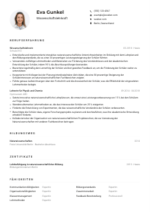 Lebenslauf-Muster für Wissenschaftslehrkraft