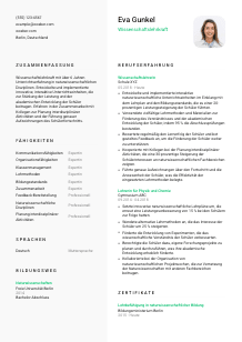 Lebenslauf-Vorlage für Wissenschaftslehrkraft #2