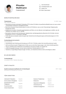 Lebenslauf-Muster für Förderlehrkraft