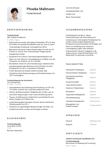 Lebenslauf-Vorlage für Förderlehrkraft #1