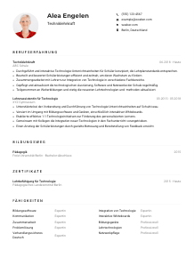 Lebenslauf-Muster für Techniklehrkraft
