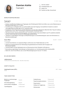 Lebenslauf-Muster für Flugzeugpilot*in