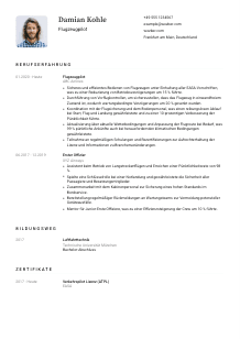 Lebenslauf-Vorlage für Flugzeugpilot*in #1