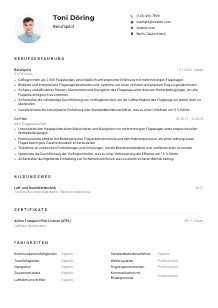 Lebenslauf-Muster für Berufspilot*in