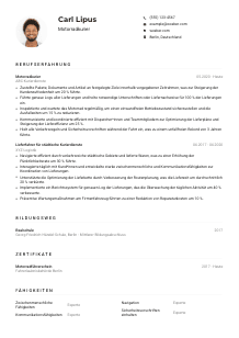 Lebenslauf-Muster für Motorradkurier*in