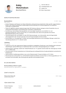 Lebenslauf-Muster für Berufskraftfahrer*in