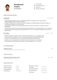 Lebenslauf-Muster für Schiffskapitän*in