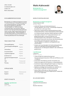 Lebenslauf-Vorlage für Betriebsleiter*in im Verkehrsmanagement #2