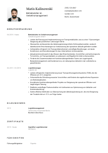 Lebenslauf-Vorlage für Betriebsleiter*in im Verkehrsmanagement #1