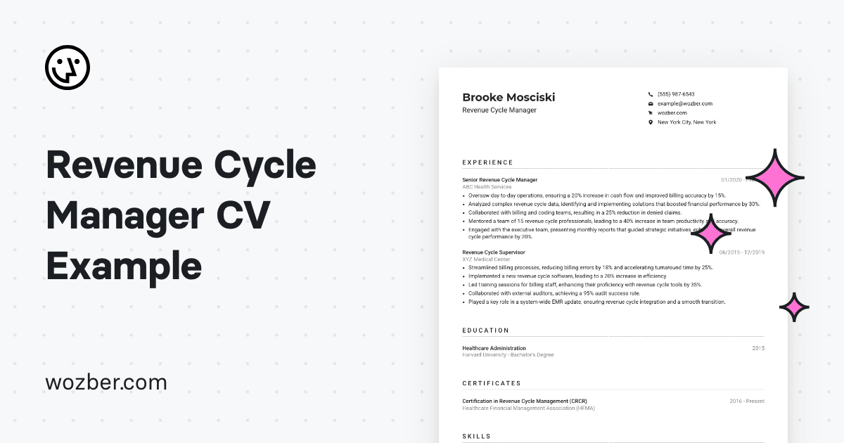 Cycle Manager Revenue Cycle Manager CV Example