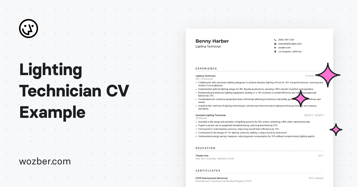 Lighting Technician CV Example