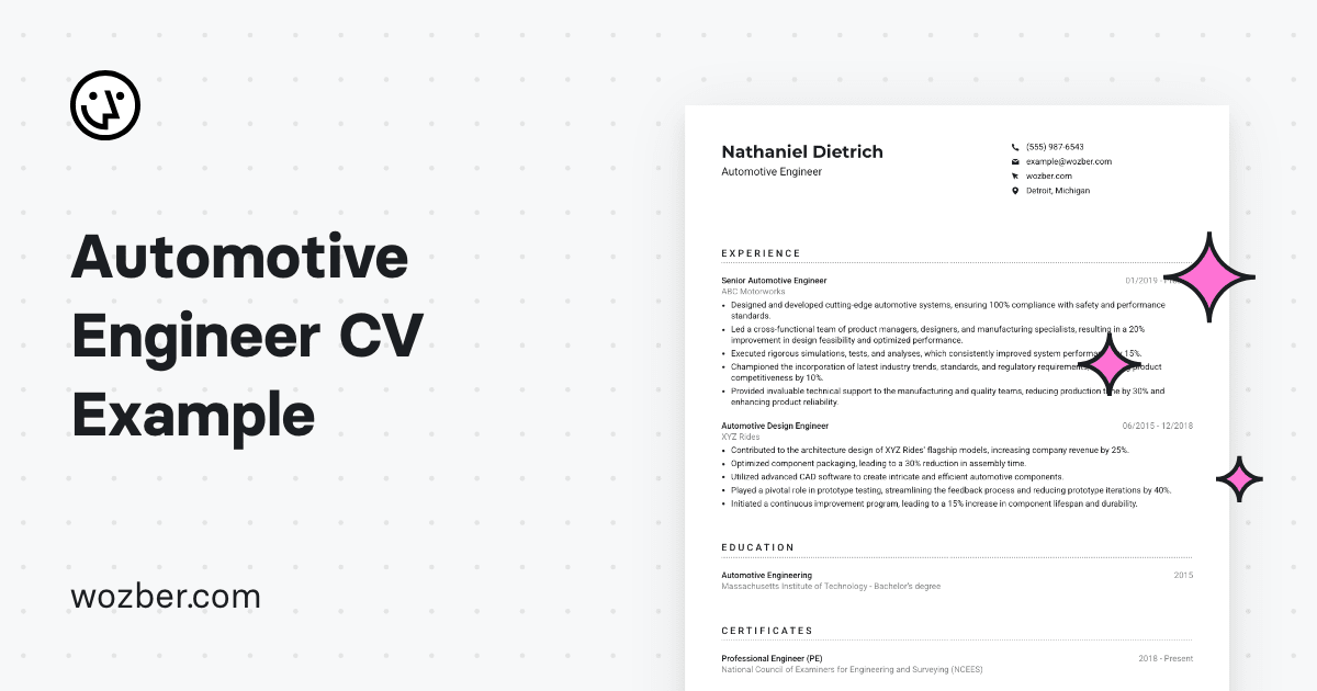 Automotive Engineer CV Example