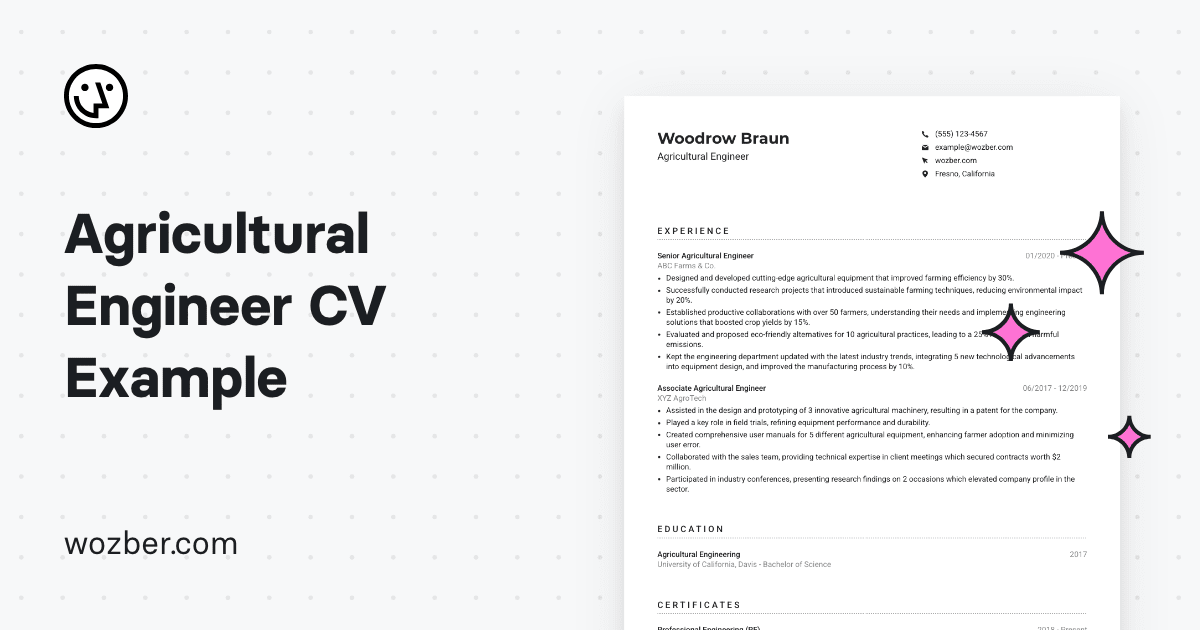 Agricultural Engineer CV Example