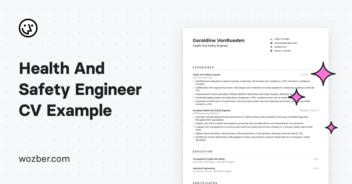 Health And Safety Engineer CV Example