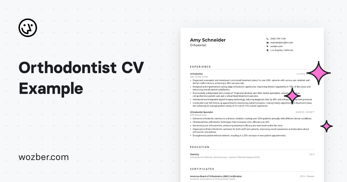 Orthodontist CV Example