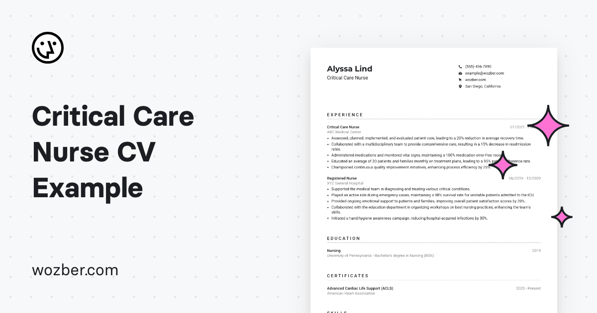 Critical Care Nurse CV Example