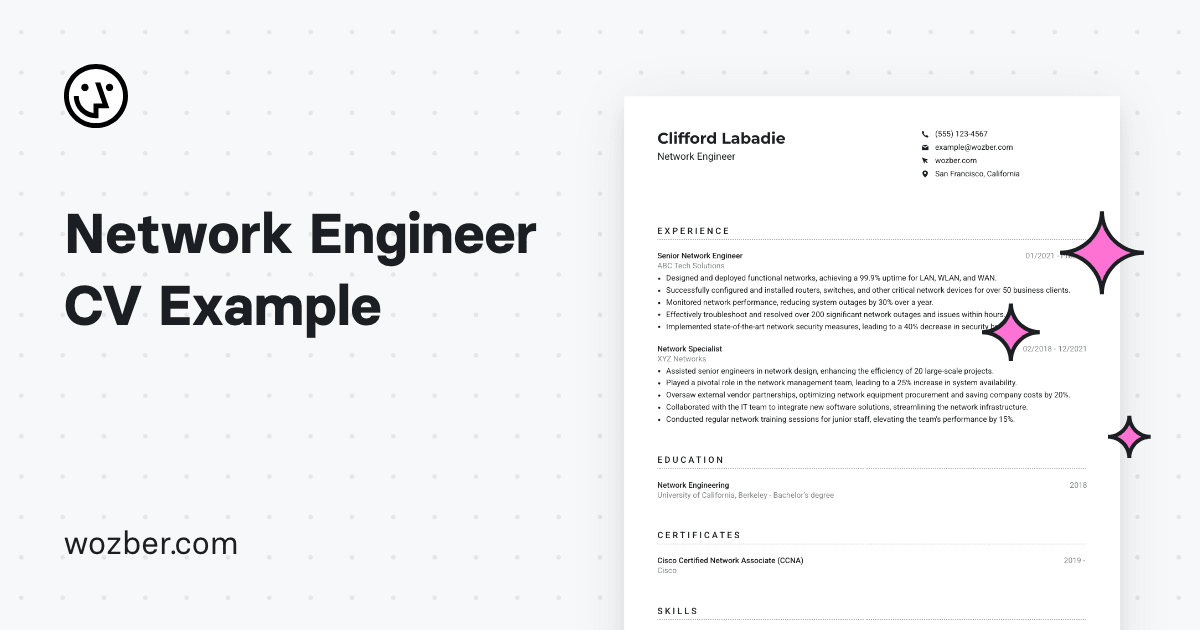 Network Engineer CV Example   Og 