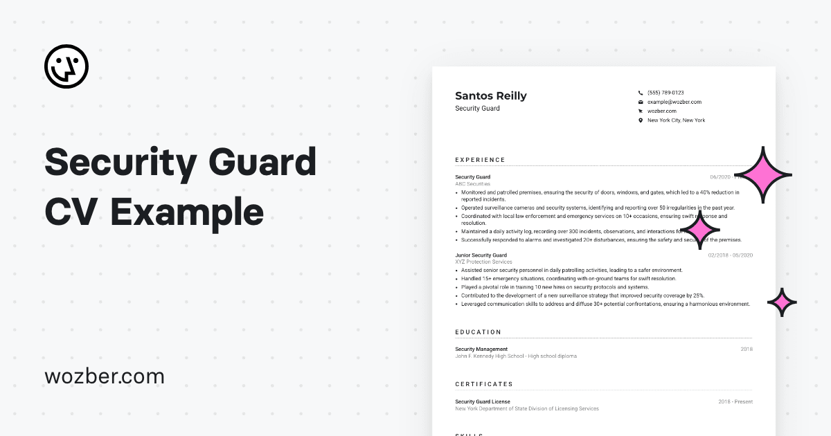 Security Guard CV Example