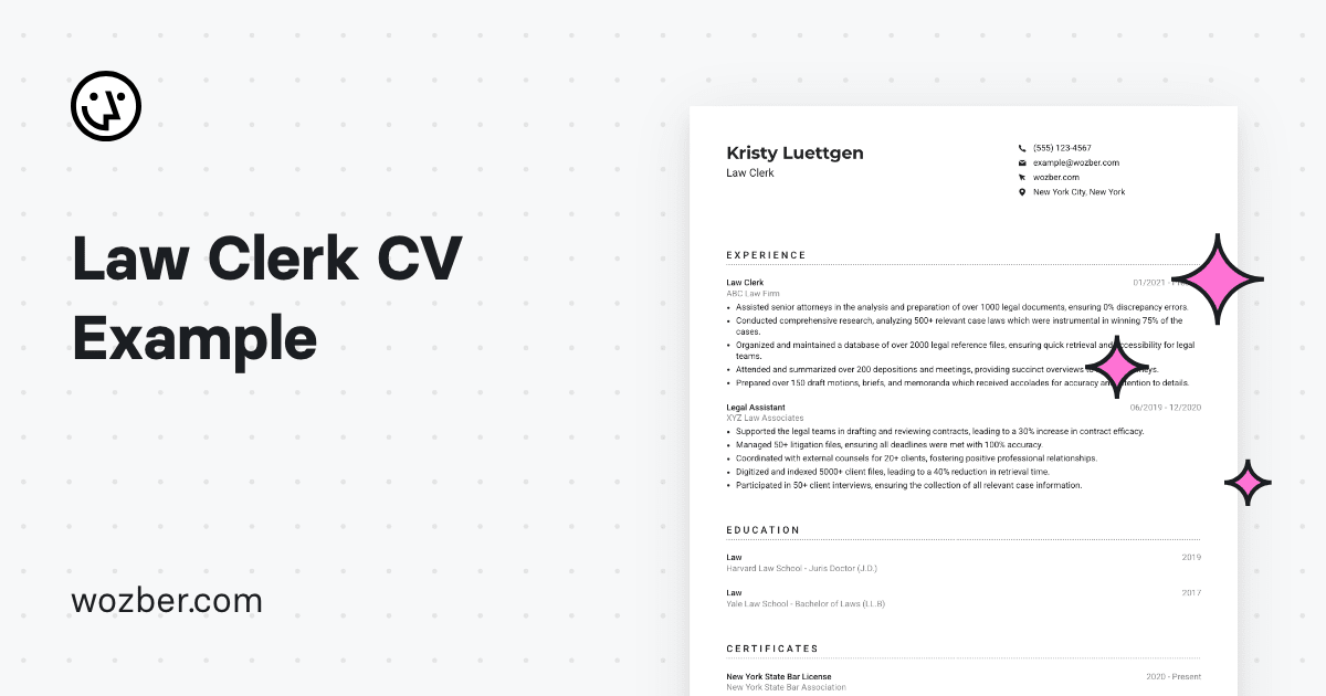 Law Clerk CV Example   Og 