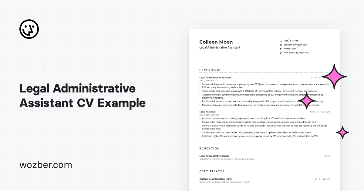 Legal Administrative Assistant CV Example