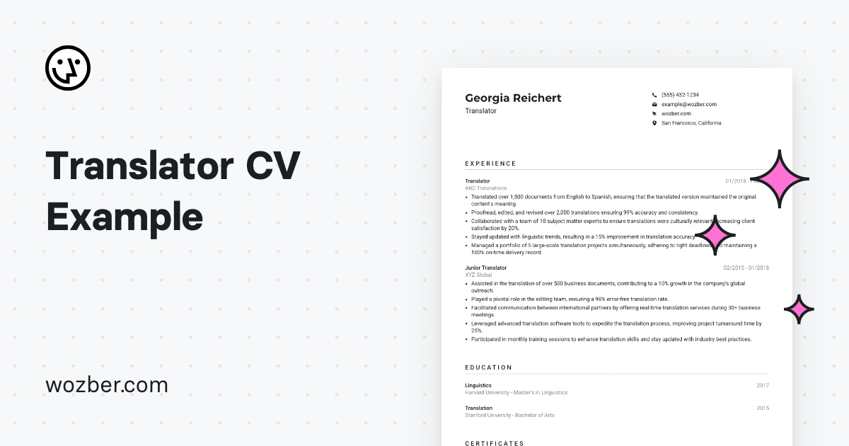 Translator CV Example