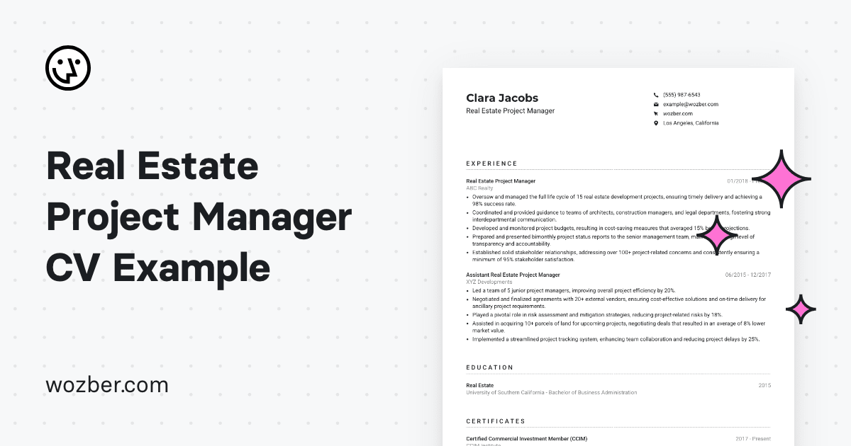 Real Estate Project Manager CV Example