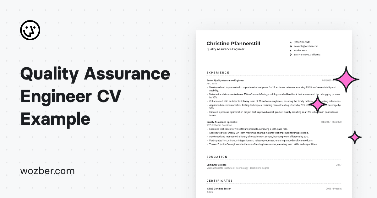 Quality Assurance Engineer CV Example