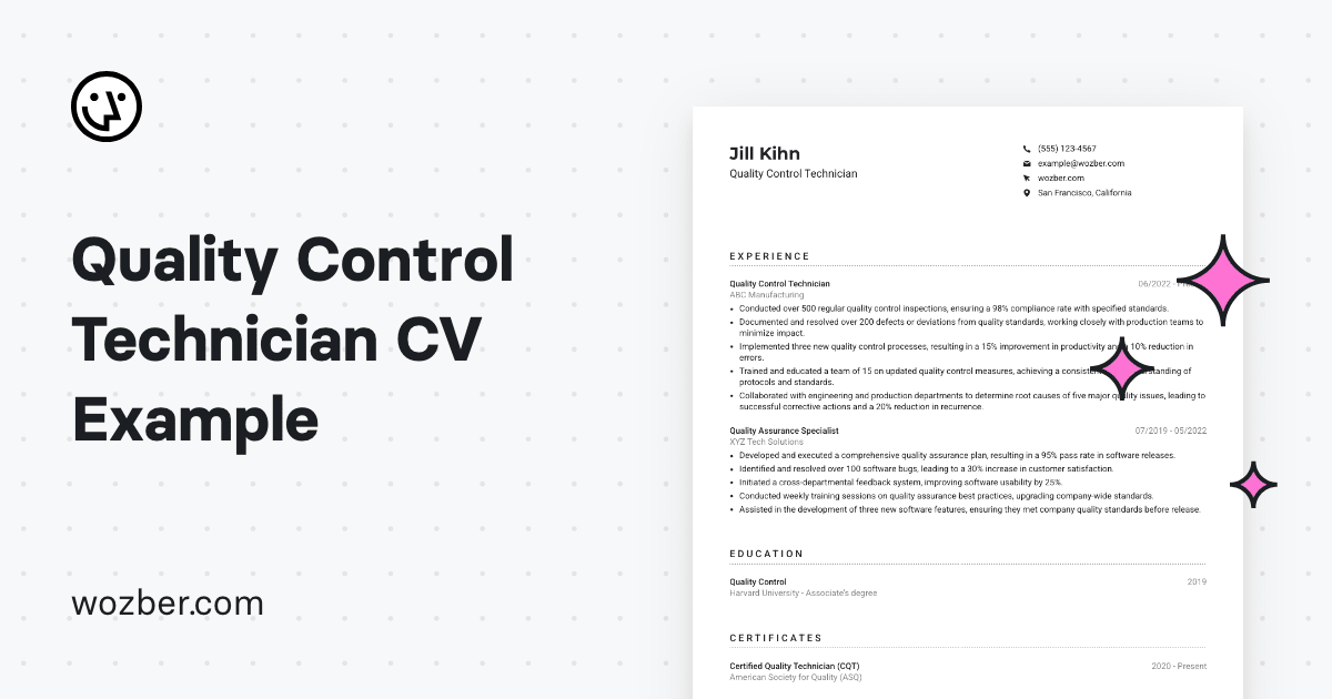 Quality Control Technician Cv Example