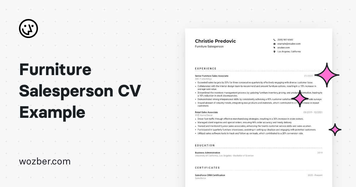 Furniture Salesperson CV Example