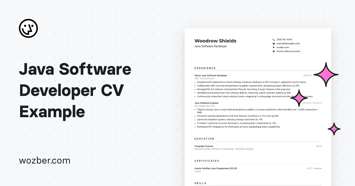 Java Software Developer CV Example