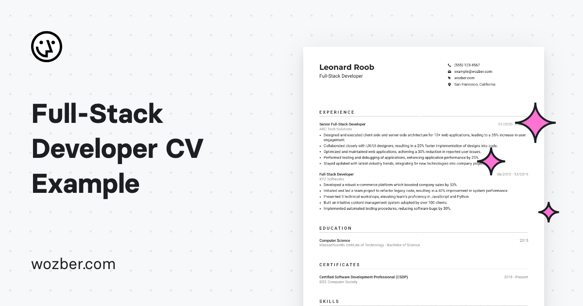 Full-Stack Developer CV Example